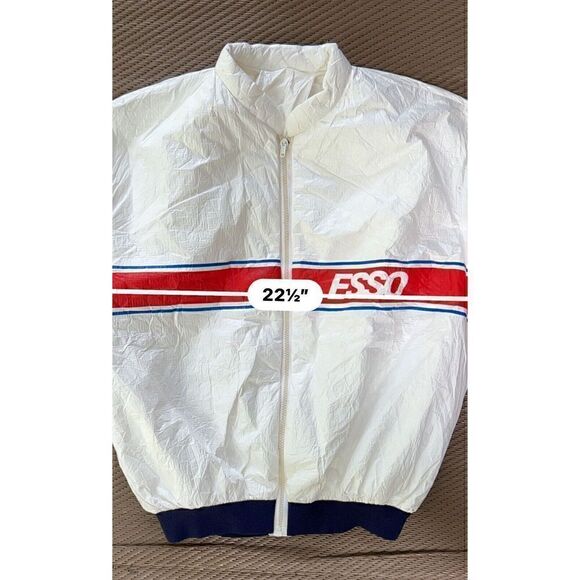 Vintage ESSO Oil racing Jacket Brindilla D-3 Poly Material Large White Red - Picture 4 of 6